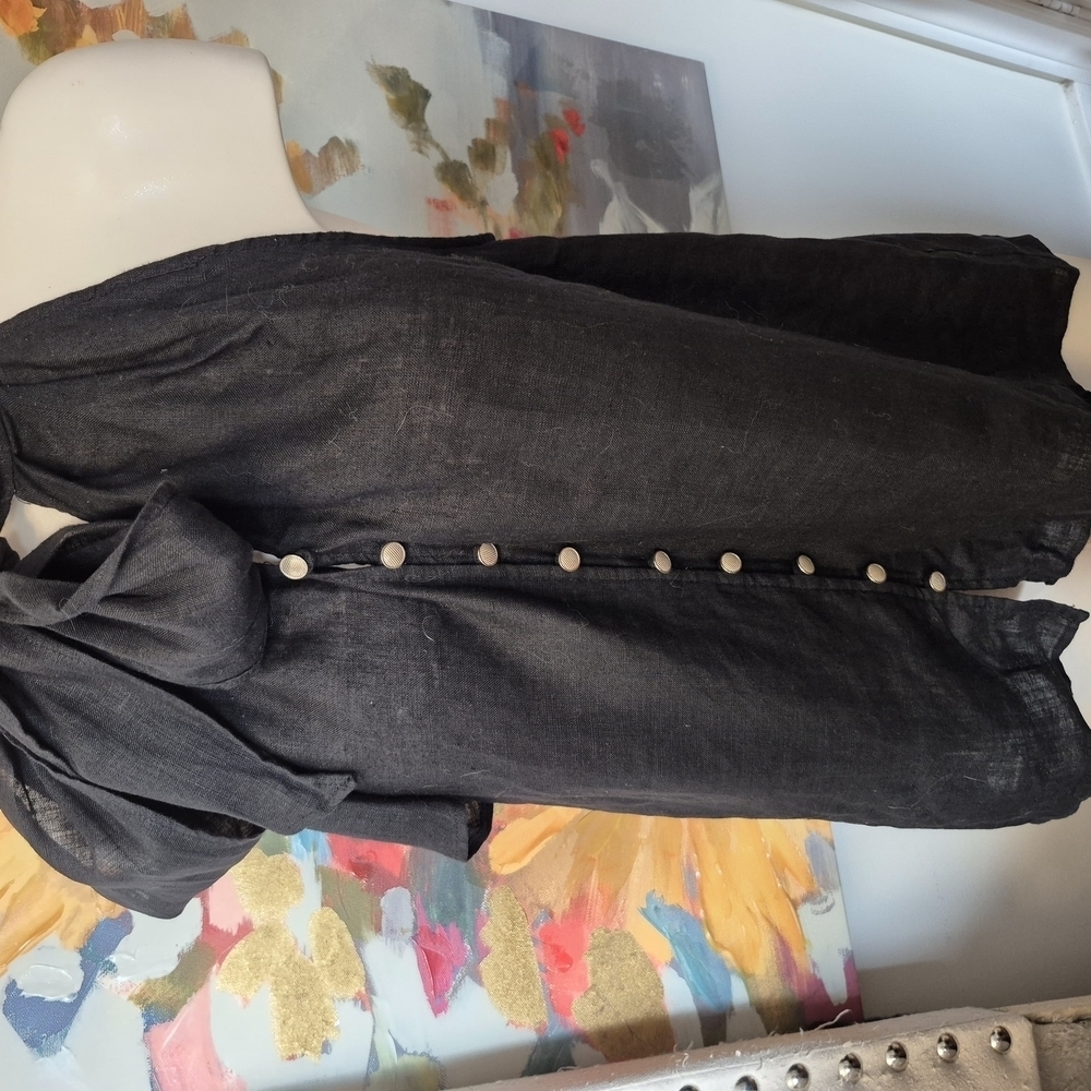 Zara Black Linen Sleevless Blouse - Picture 2 of 9